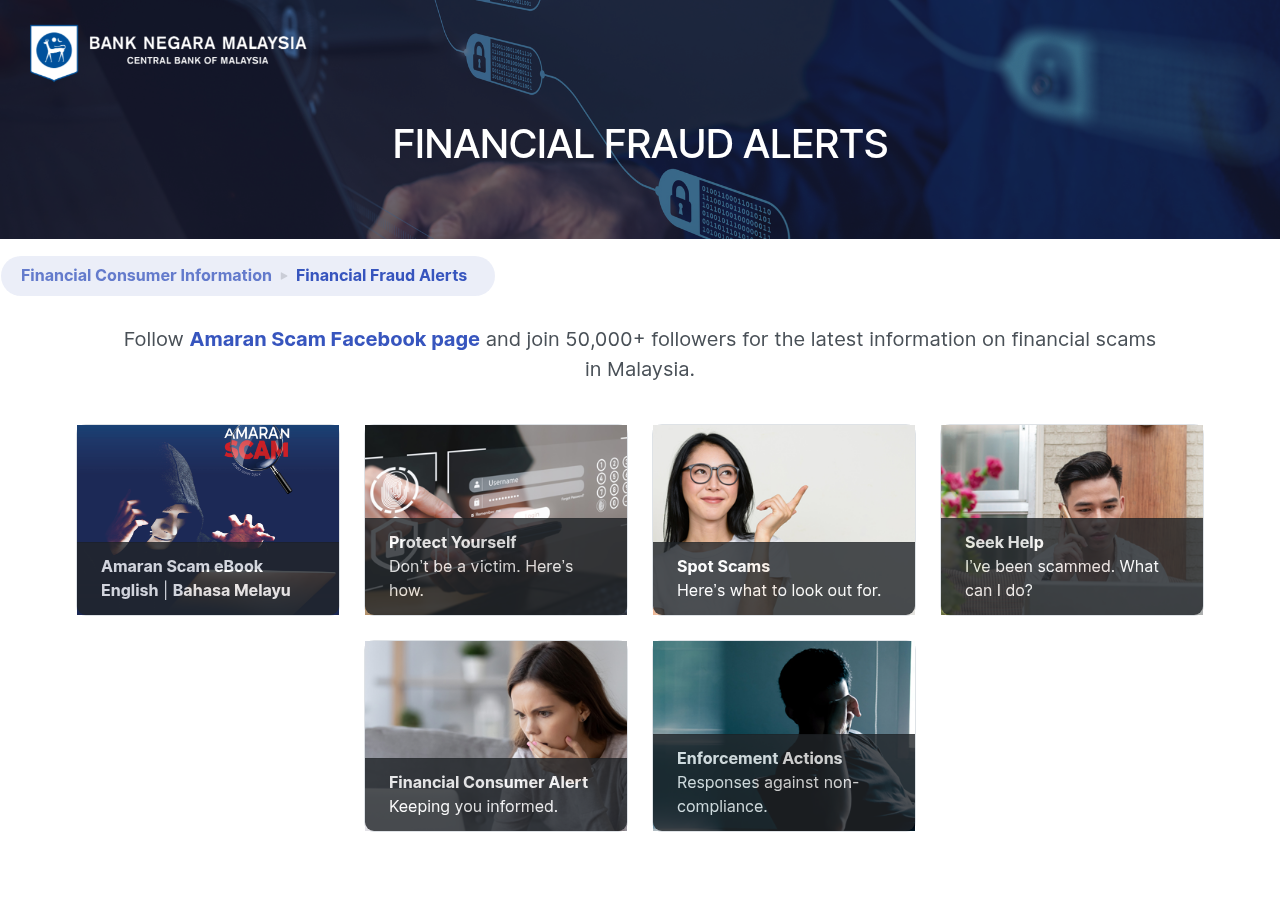 Tangkapan panduan amaran penipuan kewangan Bank Negara Malaysia